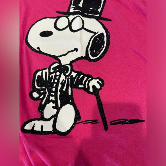 Mighty Fine Peanuts Snoopy in Tuxedo and Top Hat Pink T-Shirt Size M Runs Small - Picture 9 of 16